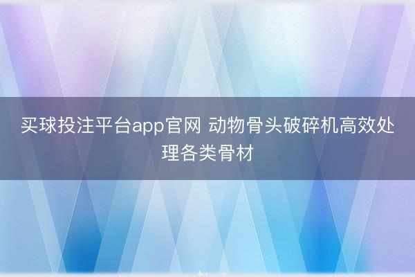 买球投注平台app官网 动物骨头破碎机高效处理各类骨材