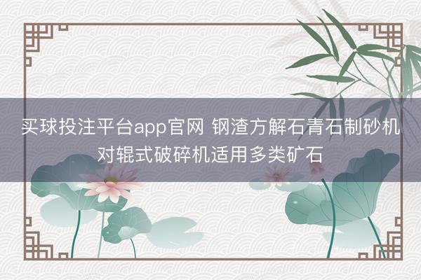 买球投注平台app官网 钢渣方解石青石制砂机对辊式破碎机适用多类矿石