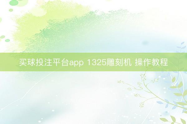 买球投注平台app 1325雕刻机 操作教程