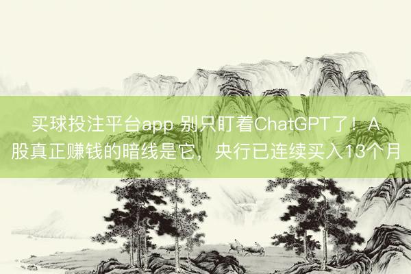 买球投注平台app 别只盯着ChatGPT了！A股真正赚钱的暗线是它，央行已连续买入13个月
