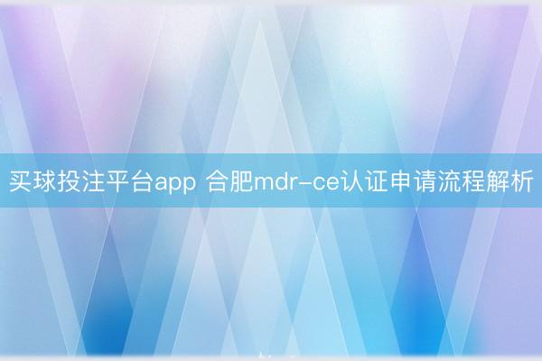买球投注平台app 合肥mdr-ce认证申请流程解析
