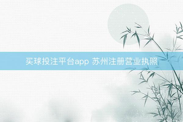 买球投注平台app 苏州注册营业执照