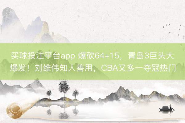 买球投注平台app 爆砍64+15,青岛3巨头大爆发!刘维伟知人善用,CBA又多一夺冠热门