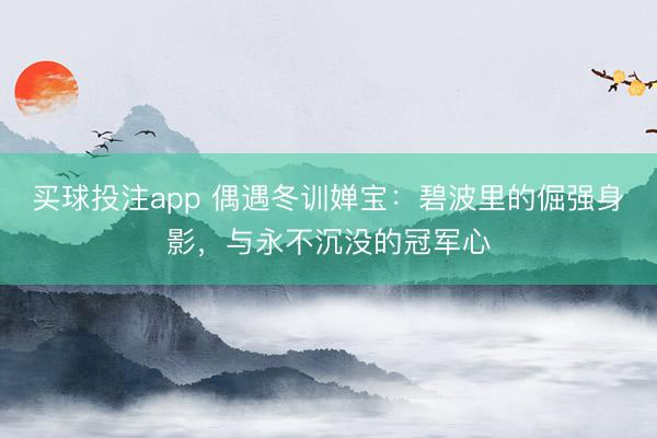 买球投注app 偶遇冬训婵宝:碧波里的倔强身影,与永不沉没的冠军心