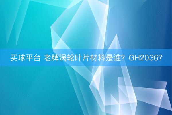 买球平台 老牌涡轮叶片材料是谁？GH2036？
