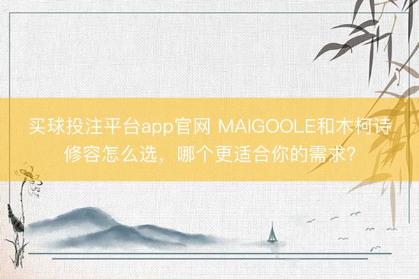 买球投注平台app官网 MAIGOOLE和木柯诗修容怎么选,哪个更适合你的需求?