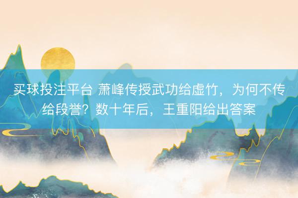 买球投注平台 萧峰传授武功给虚竹，为何不传给段誉？数十年后，王重阳给出答案