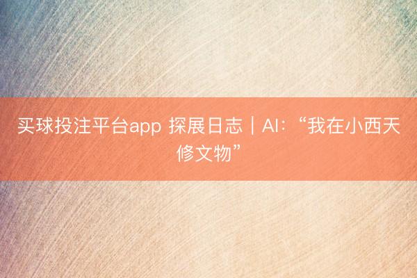 买球投注平台app 探展日志|AI:“我在小西天修文物”