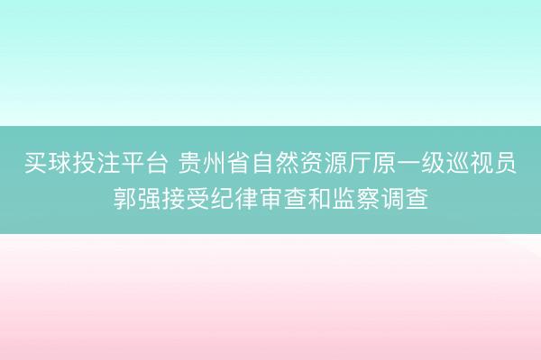 买球投注平台 贵州省自然资源厅原一级巡视员郭强接受纪律审查和监察调查