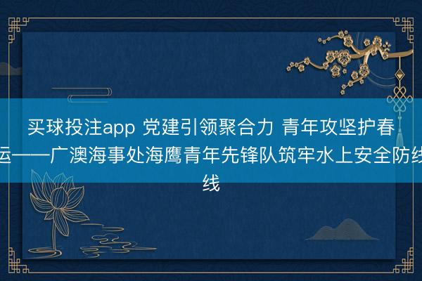 买球投注app 党建引领聚合力 青年攻坚护春运——广澳海事处海鹰青年先锋队筑牢水上安全防线