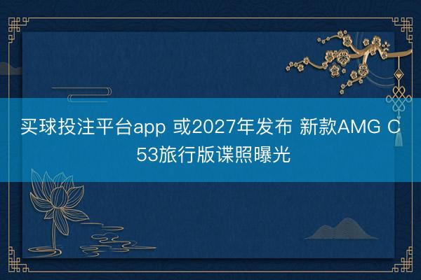 买球投注平台app 或2027年发布 新款AMG C 53旅行版谍照曝光