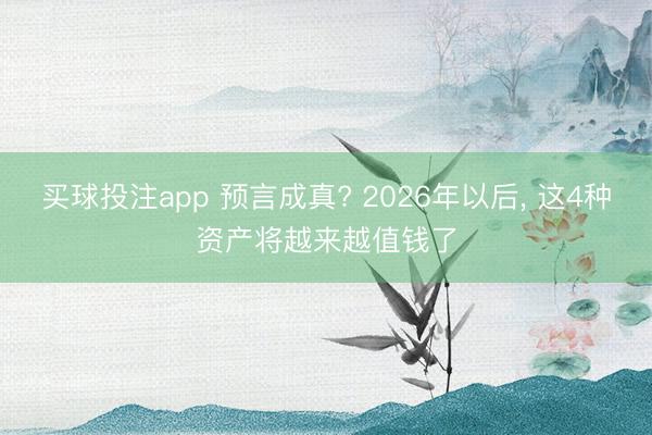 买球投注app 预言成真? 2026年以后, 这4种资产将越来越值钱了