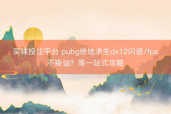 买球投注平台 pubg绝地求生dx12闪退/fps不褂讪？等一站式攻略