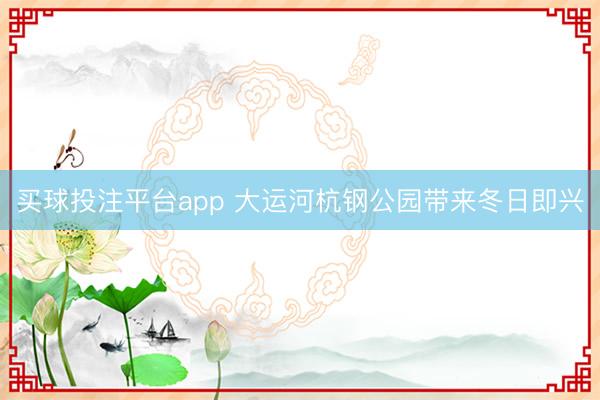 买球投注平台app 大运河杭钢公园带来冬日即兴