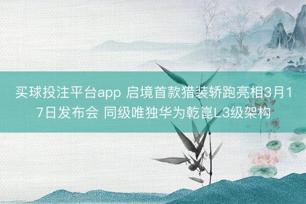 买球投注平台app 启境首款猎装轿跑亮相3月17日发布会 同级唯独华为乾崑L3级架构