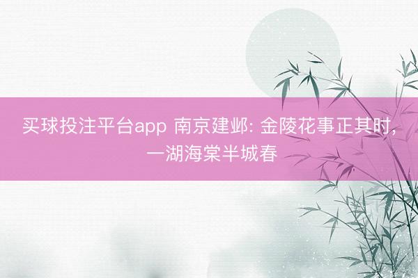 买球投注平台app 南京建邺: 金陵花事正其时， 一湖海棠半城春