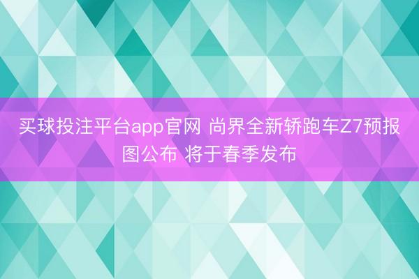 买球投注平台app官网 尚界全新轿跑车Z7预报图公布 将于春季发布