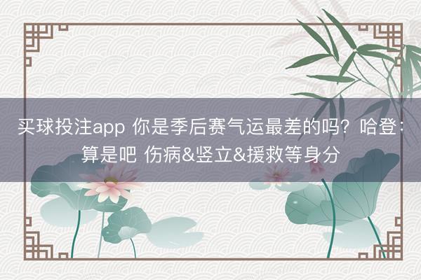 买球投注app 你是季后赛气运最差的吗？哈登：算是吧 伤病&竖立&援救等身分