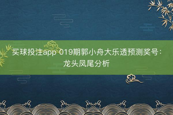 买球投注app 019期郭小舟大乐透预测奖号:龙头凤尾分析