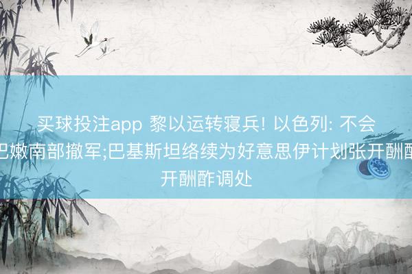买球投注app 黎以运转寝兵! 以色列: 不会从黎巴嫩南部撤军;巴基斯坦络续为好意思伊计划张开酬酢调处
