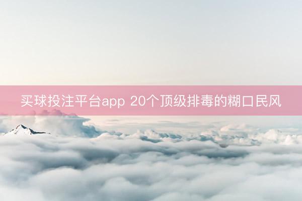 买球投注平台app 20个顶级排毒的糊口民风