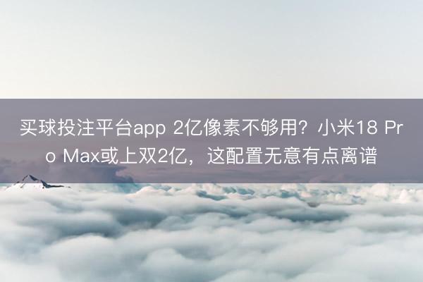 买球投注平台app 2亿像素不够用？小米18 Pro Max或上双2亿，这配置无意有点离谱