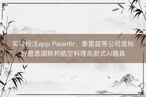 买球投注app Palantir、泰雷兹等公司竞标好意思国联邦航空料理局新式AI器具