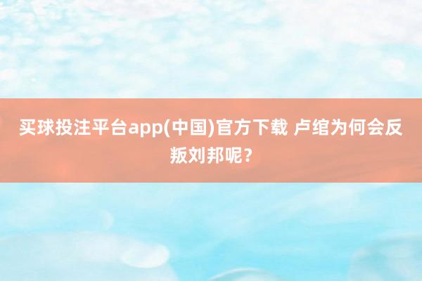 买球投注平台app(中国)官方下载 卢绾为何会反叛刘邦呢？