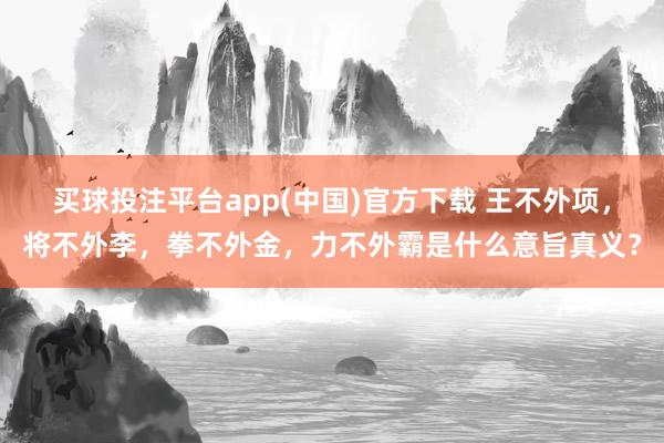 买球投注平台app(中国)官方下载 王不外项，将不外李，拳不外金，力不外霸是什么意旨真义？