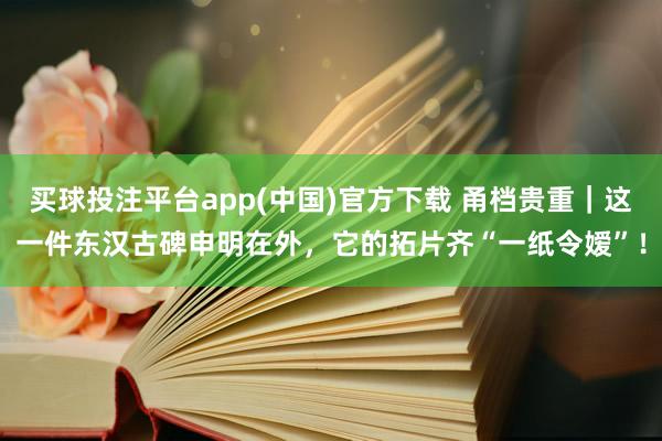 买球投注平台app(中国)官方下载 甬档贵重｜这一件东汉古碑申明在外，它的拓片齐“一纸令嫒”！