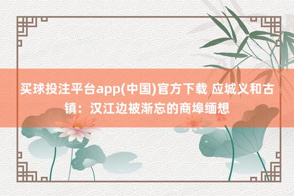 买球投注平台app(中国)官方下载 应城义和古镇：汉江边被渐忘的商埠缅想