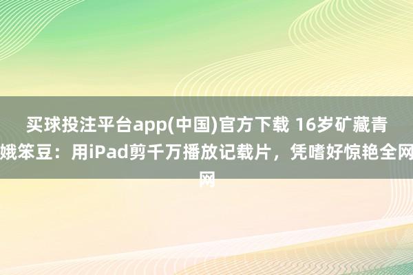买球投注平台app(中国)官方下载 16岁矿藏青娥笨豆：用iPad剪千万播放记载片，凭嗜好惊艳全网