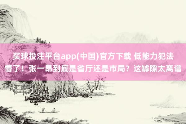 买球投注平台app(中国)官方下载 低能力犯法懵了！张一昂到底是省厅还是市局？这罅隙太离谱