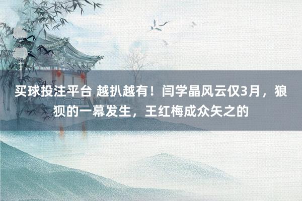 买球投注平台 越扒越有！闫学晶风云仅3月，狼狈的一幕发生，王红梅成众矢之的