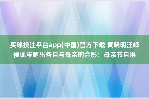买球投注平台app(中国)官方下载 黄晓明汪峰侯佩岑晒出各自与母亲的合影：母亲节自得