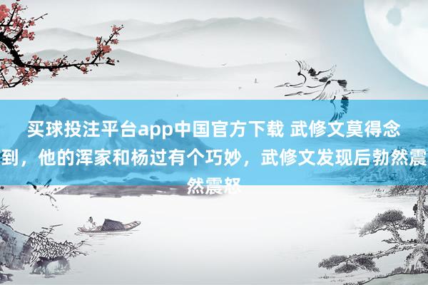 买球投注平台app中国官方下载 武修文莫得念念到，他的浑家和杨过有个巧妙，武修文发现后勃然震怒