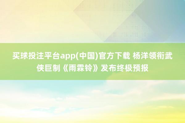 买球投注平台app(中国)官方下载 杨洋领衔武侠巨制《雨霖铃》发布终极预报