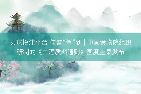 买球投注平台 佳音“驾”到 | 中国食物院组织研制的《白酒质料通则》国度圭臬发布