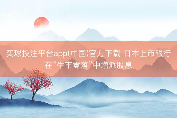 买球投注平台app(中国)官方下载 日本上市银行在“牛市零落”中增派股息