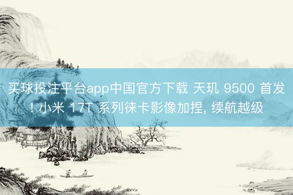 买球投注平台app中国官方下载 天玑 9500 首发! 小米 17T 系列徕卡影像加捏， 续航越级