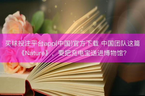 买球投注平台app(中国)官方下载 中国团队这篇《Nature》，要把充电宝送进博物馆？