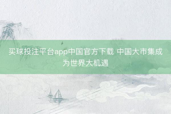 买球投注平台app中国官方下载 中国大市集成为世界大机遇