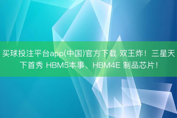 买球投注平台app(中国)官方下载 双王炸！三星天下首秀 HBM5本事、HBM4E 制品芯片！