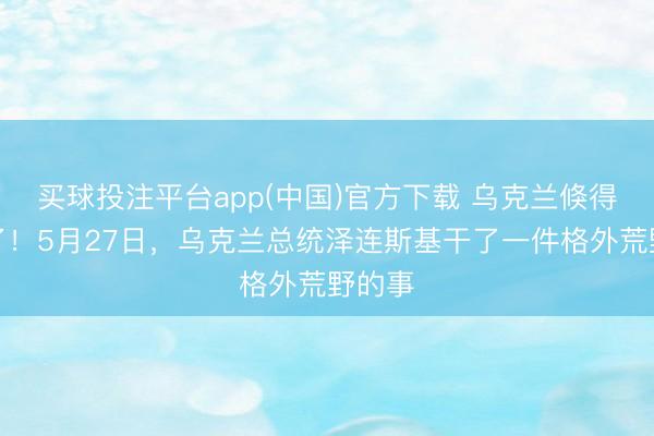 买球投注平台app(中国)官方下载 乌克兰倏得晓谕了！5月27日，乌克兰总统泽连斯基干了一件格外荒野的事