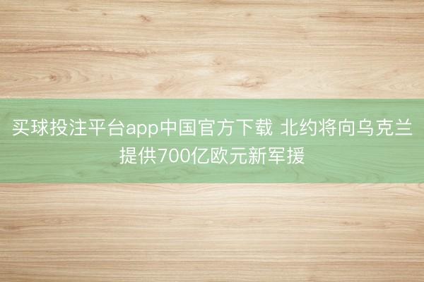 买球投注平台app中国官方下载 北约将向乌克兰提供700亿欧元新军援
