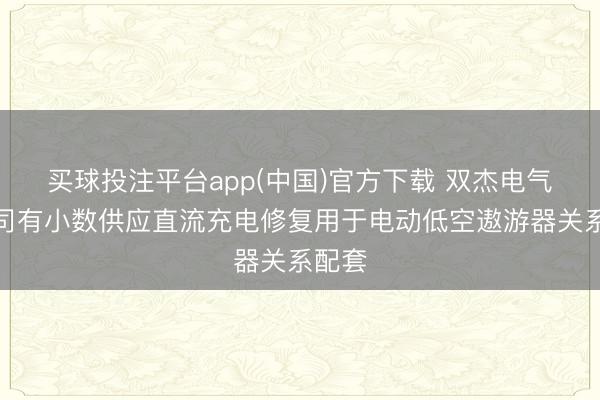 买球投注平台app(中国)官方下载 双杰电气：公司有小数供应直流充电修复用于电动低空遨游器关系配套