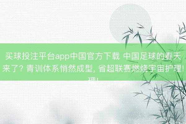 买球投注平台app中国官方下载 中国足球的春天来了? 青训体系悄然成型， 省超联赛燃烧宇宙护理!