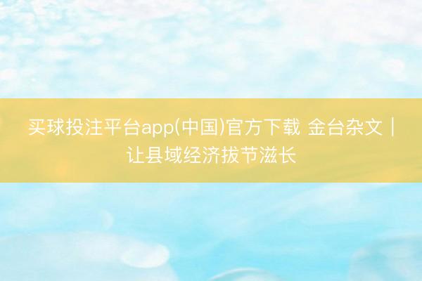 买球投注平台app(中国)官方下载 金台杂文｜让县域经济拔节滋长