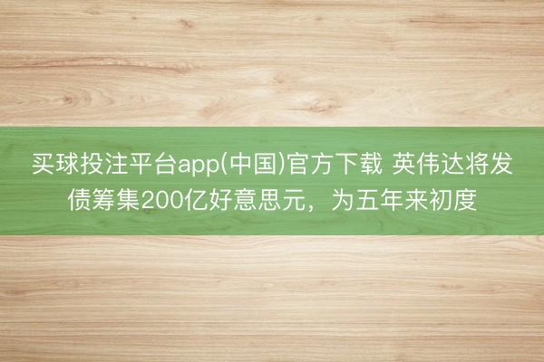 买球投注平台app(中国)官方下载 英伟达将发债筹集200亿好意思元，为五年来初度