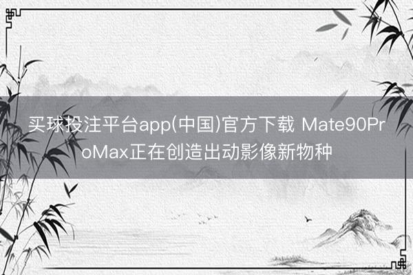 买球投注平台app(中国)官方下载 Mate90ProMax正在创造出动影像新物种